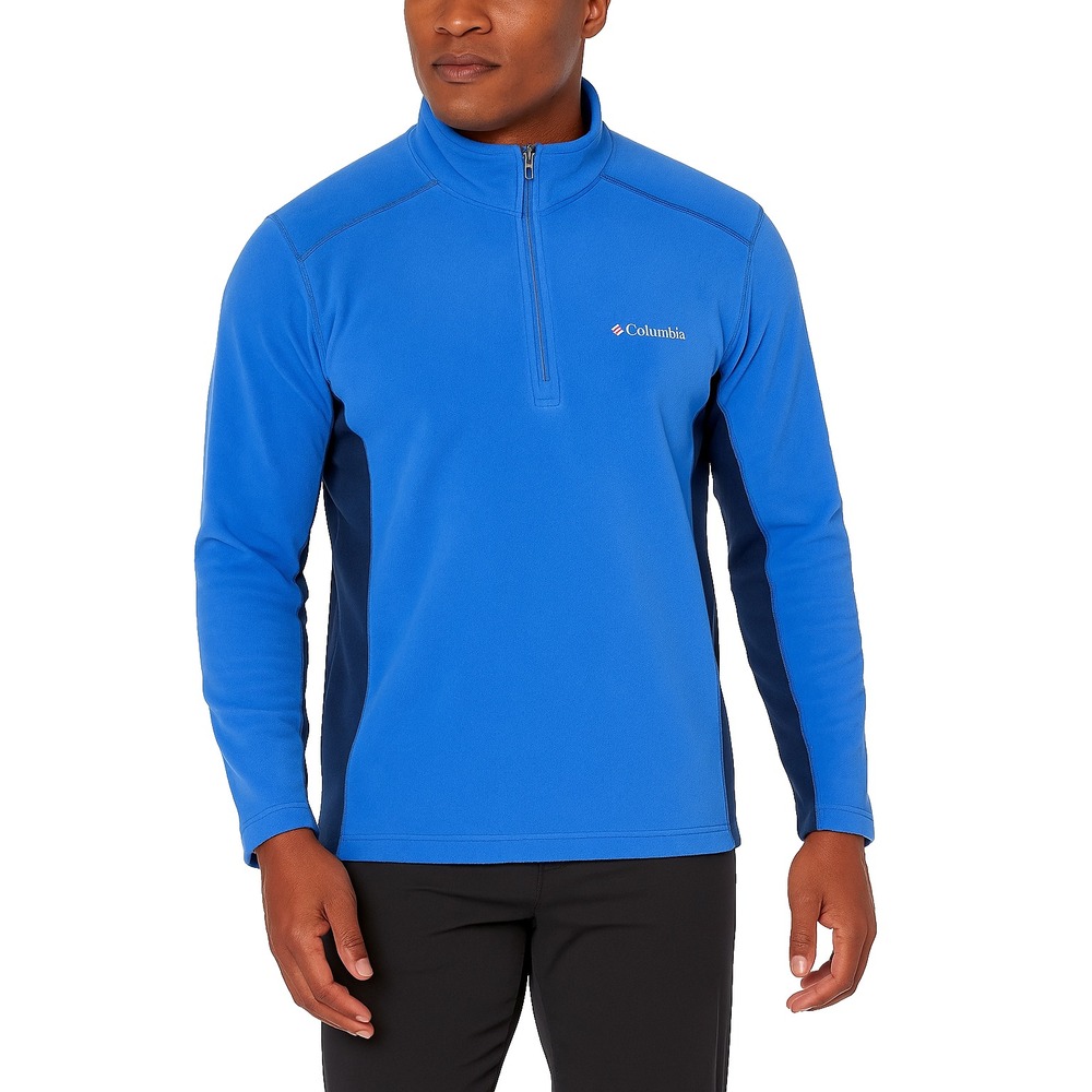 Columbia Mens Fleece Pullover Sweater Size 1X Royal Blue 1/4 Zip Sun Protection - Picture 1 of 10